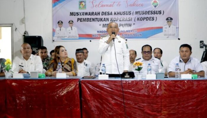 Bupati Simalungun Resmi Buka Musdessus Pembentukan Koperasi Desa Merah Putih di Rambung Merah