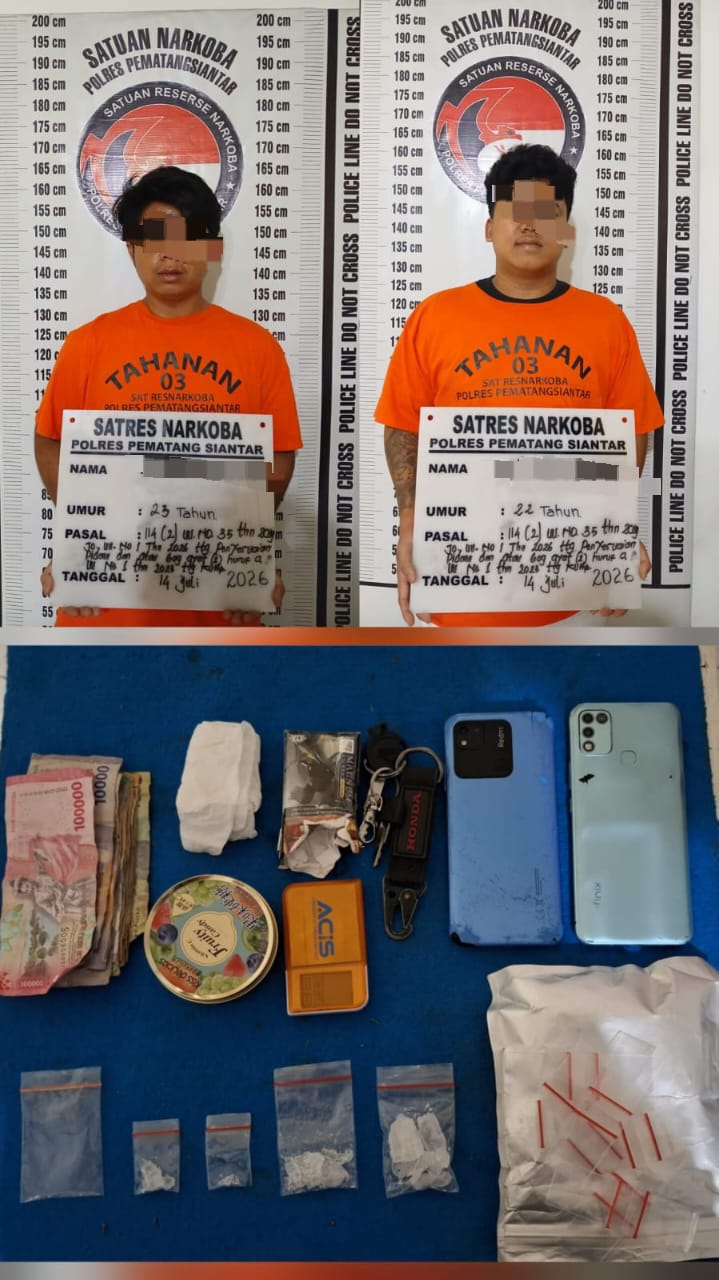 Polres Pematangsiantar Amankan Dua Pemuda Miliki Sabu 14,75 Gram di Jalan Seram